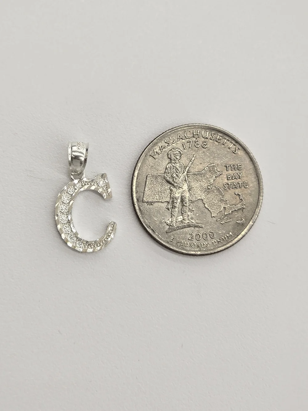 925 Sterling Silver Letter C Pendant